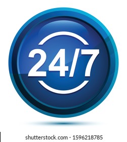 24/7 icon isolated on elegant blue round button illustration