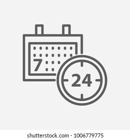 24/7 icon line symbol. Isolated vector illustration of support sign concept for your web site mobile app logo UI design.