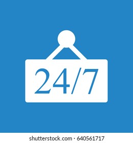 24/7 icon on blue background