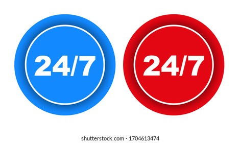 24/7 icon on white background