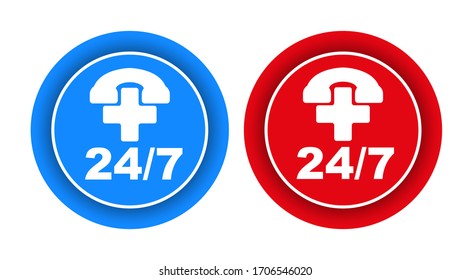 24/7 icon on white background