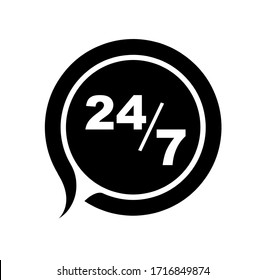 24/7 icon on white background