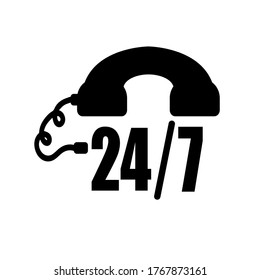 24/7 icon on white background