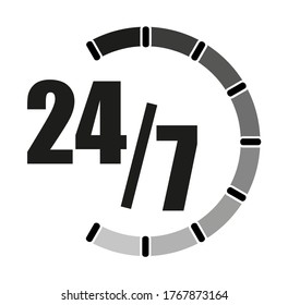 24/7 icon on white background