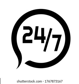 24/7 icon on white background