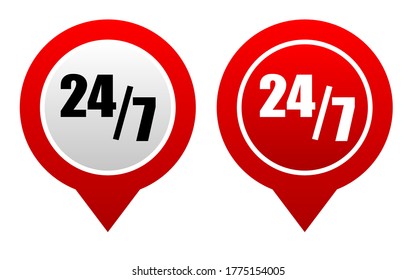 24/7 Symbol auf weißem Hintergrund
