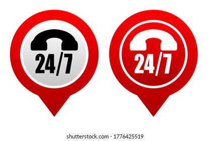 24/7 icon on white background