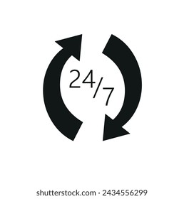 247 icon on white background vector 