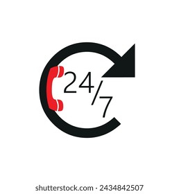 247 icon on white background vector 