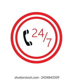 247 icon on white background vector 