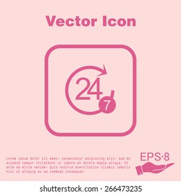 24-7 icon. open 24 hours a day and 7 days a week icons