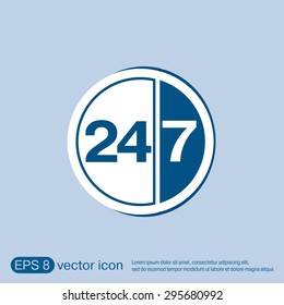 24/7 icon. open 24 hours a day and 7 days a week icons