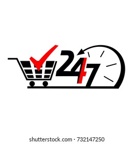 24/7 icon is opening shopping