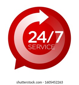 24/7 Icon. Rotating arrows. Symbol graphics.