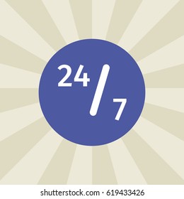 24/7 icon. sign design. background