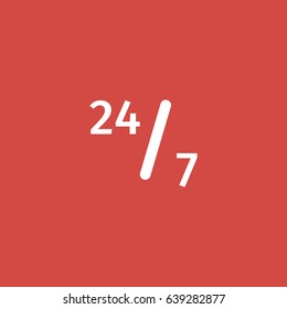 24/7 icon. sign design. red background