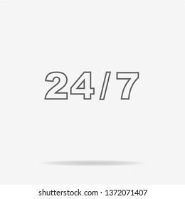 24/7 icon. Vector concept illustration for design.