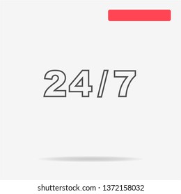 24/7 icon. Vector concept illustration for design.