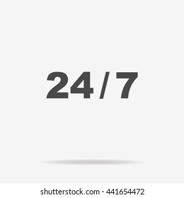 24/7 icon. Vector concept illustration for design.