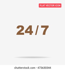 24/7 icon. Vector concept illustration for design.