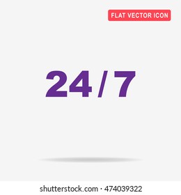 24/7 icon. Vector concept illustration for design.
