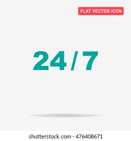 24/7 icon. Vector concept illustration for design.