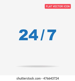 24/7 icon. Vector concept illustration for design.