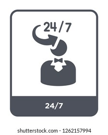 24/7 icon vector on white background, 24/7 trendy filled icons from Time management collection, 24/7 simple element illustration