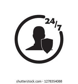 247 insurance icon black vector design illustration.