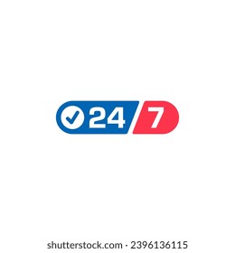 24-7 logo. 24 hours, seven days concept. 24-7 days logo