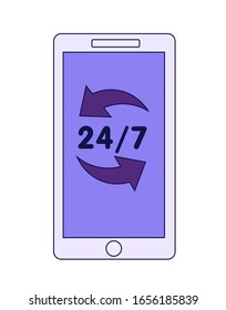 24/7 of mobile banking  icon. Simple thin line, outline vector of mobile banking icons for ui and ux, website or mobile application