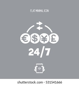 24/7 money transfer service - Vector web icon