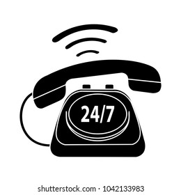 24/7  old phone service - communication icon, support service symbol