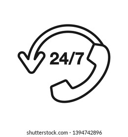 24/7 Phone Support Icon. Call 24/7 icon vector illustration. Customer call support icon. Telephone icon.