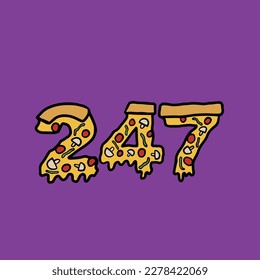247 from pizza vector fast food alphabet and number