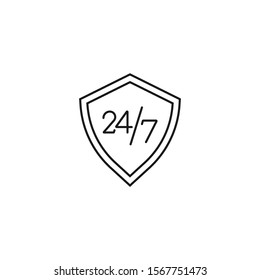 24/7 security - minimal line web icon. simple vector illustration. concept for infographic, website or app.