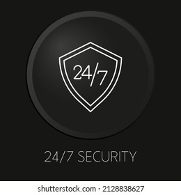 247 security minimal vector line icon on 3D button isolated on black background. Premium Vector.