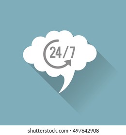 24/7 service with arrow icon 