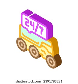 247 servicio entrega autónoma vector de icono isométrico. 247 señal de entrega autónoma de servicio. ilustración de símbolo aislado