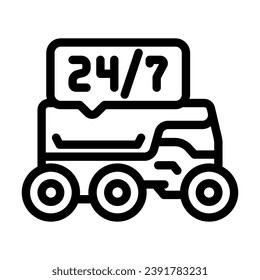247 service autonomous delivery line icon vector. 247 service autonomous delivery sign. isolated contour symbol black illustration
