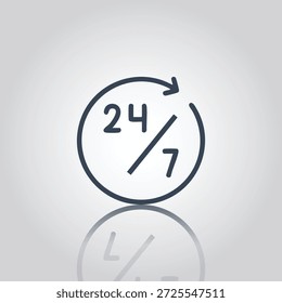 247 Service Availability Line Icon