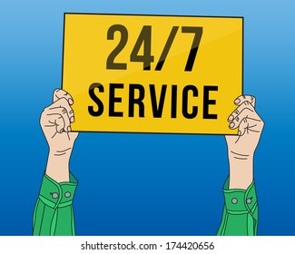 24/7 service banner, vector format