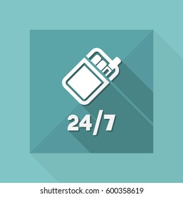 24/7 service - Cigarettes vending machine - Vector web icon