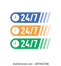 24-7 service concept. 24 7 open service vector