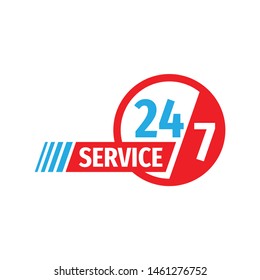 24/7 service - concept badge design. Banner vector illustration. 