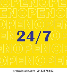 24-7 Service-Konzept. 24-7 Vektorgrafik mit offenem Konzept