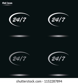 24/7 service flat grayscale vector icon.