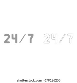 24/7 service grey set icon .