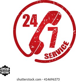 24/7 service grunge stamp.Vector