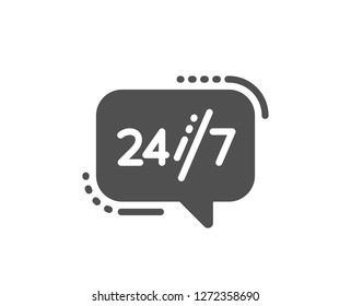 24/7 service icon. Call support sign. Feedback chat symbol. Quality design element. Classic style icon. Vector